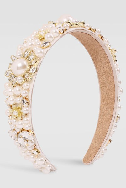 MARGARET RHINESTONE PEARL HEADBAND by affordable luxury clothing boutique, All in the Detail