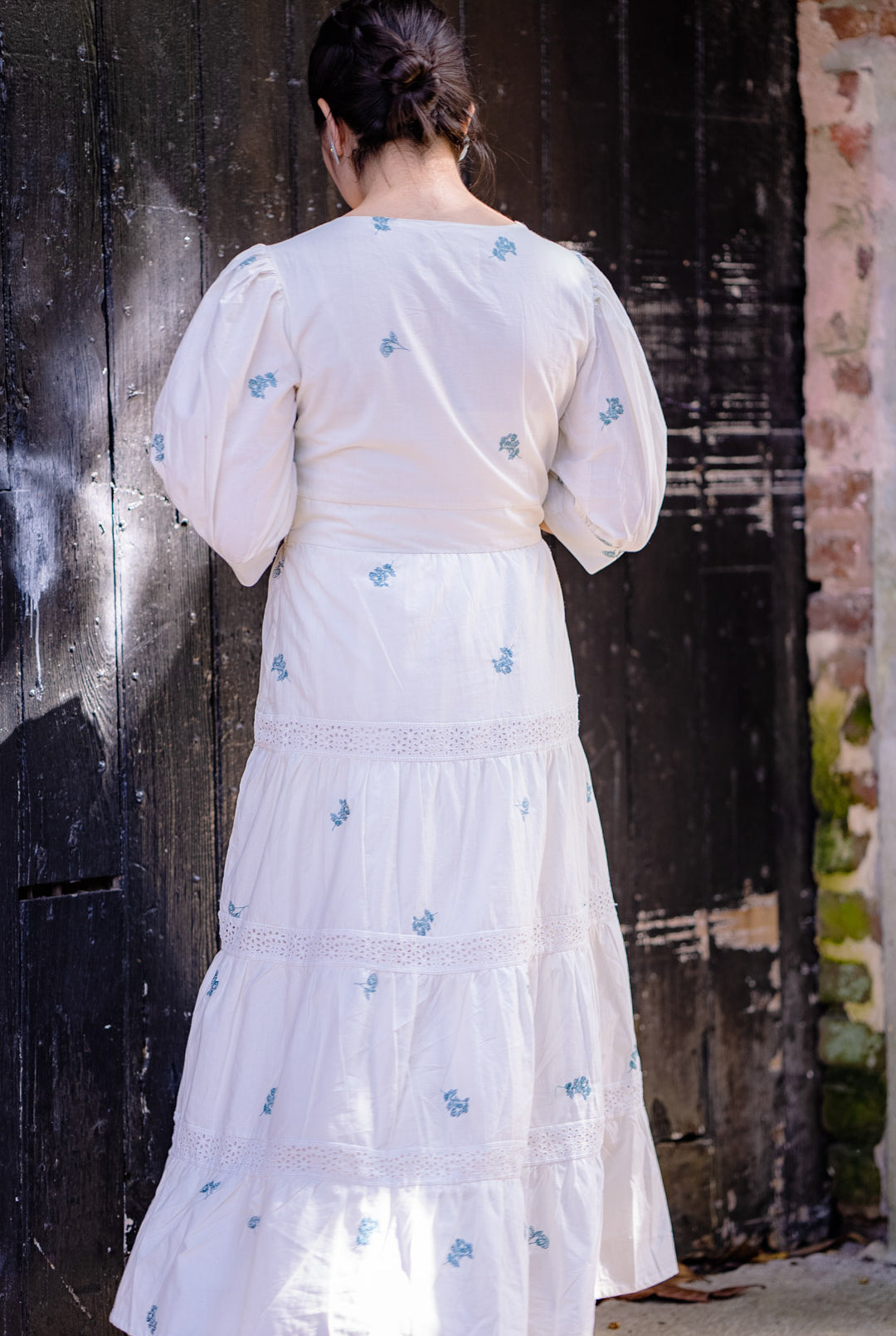 Emilia V-neck Embroidered Dress With Ruffles by All in the Details online fashion boutique