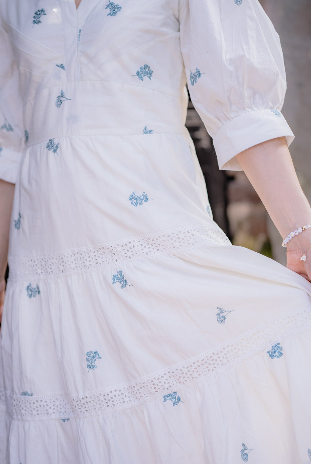 Emilia V-neck Embroidered Dress With Ruffles by All in the Details online fashion boutique