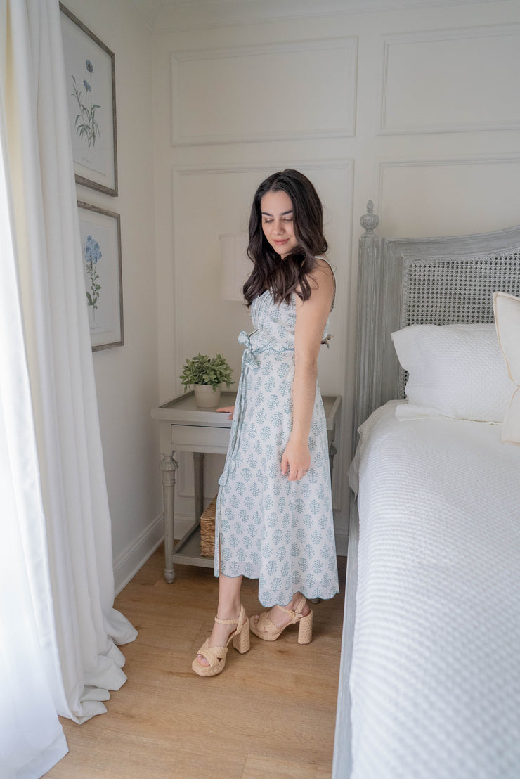 RAMONA MIDI SCALLOPED DRESS | TORRE