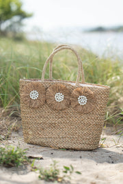 AMARI WOVEN PALM LEAF BEACH TOTE