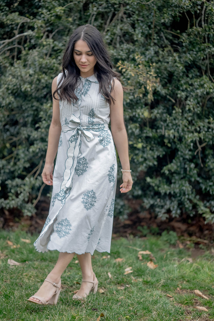 PHOEBE TAILORED MIDI DRESS | TEAL MONIZ