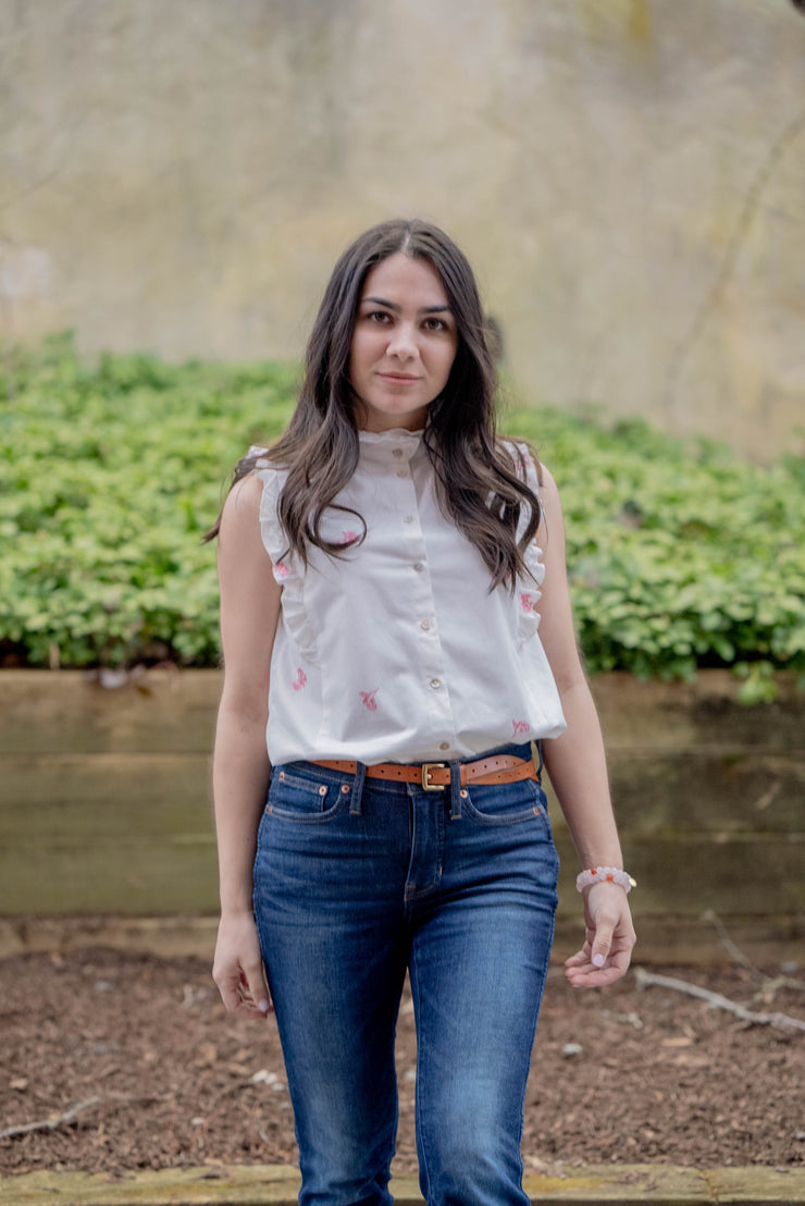 BEATRIZ RUFFLE SLEEVELESS BLOUSE | PINK POPPY