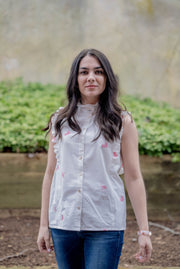 BEATRIZ RUFFLE SLEEVELESS BLOUSE | PINK POPPY