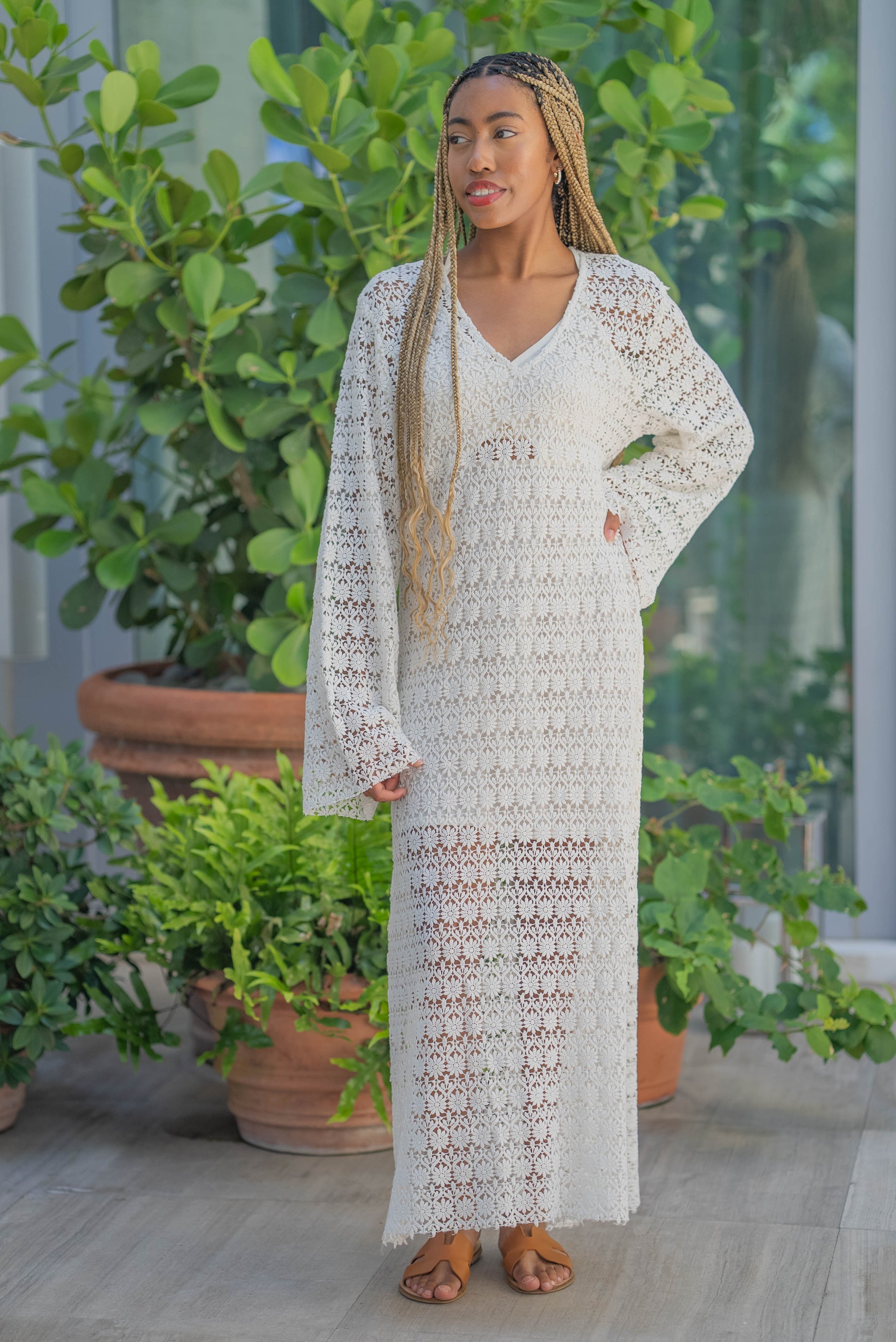white christmas dresses Crochet Talitha Maxi Dress XSmall / Cream