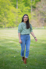 BRENDA BLOUSE WITH COLLAR | SAGE POPPY EMBROIDERY