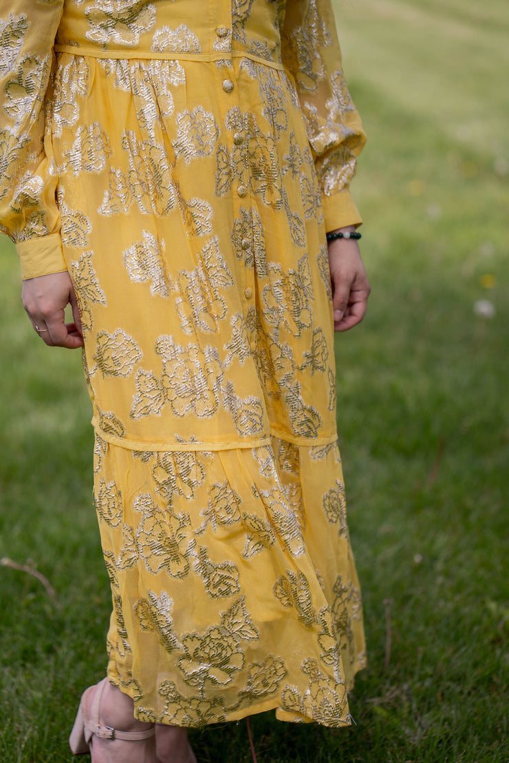 ANGELICA V-NECK MIDI DRESS | YELLOW PETUNIA