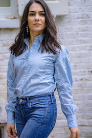 SAMPLE SALE - HEATHER CLASSIC FIT BLOUSE | BLUE POPPY