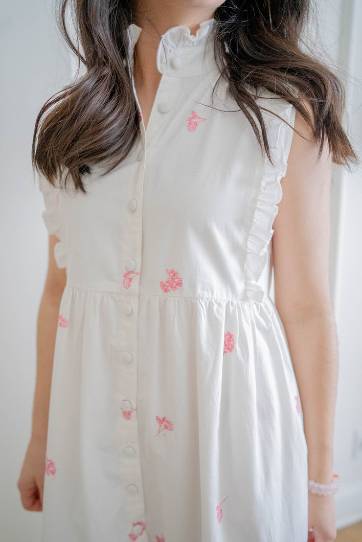 BIANCA RUFFLE SLEEVELESS DRESS | PINK POPPY