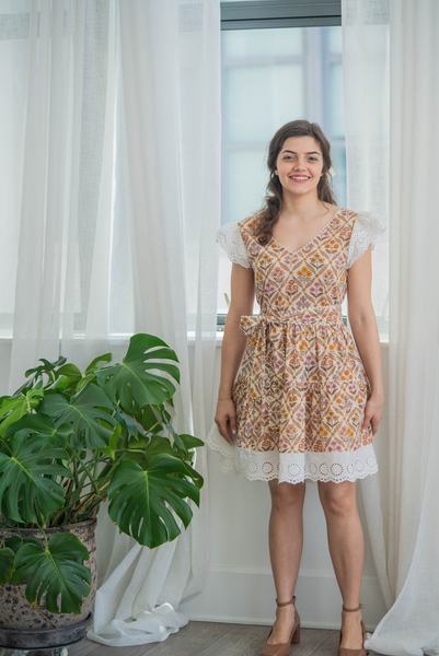 ASHLEY CAP SLEEE MINI DRESS | GOLDEN BOUQUET – ShopAllInTheDetail
