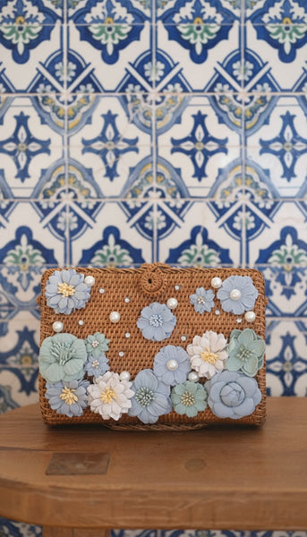 JACKIE EMBELLISHED CLUTCH | BLUE FLORALS – ShopAllInTheDetail