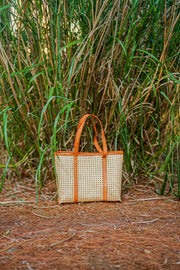 BELLA RATTAN WITH LEATHER TRIM TOTE