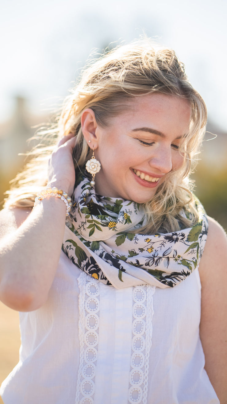 ROSA FLORAL IVORY DROP EARRING