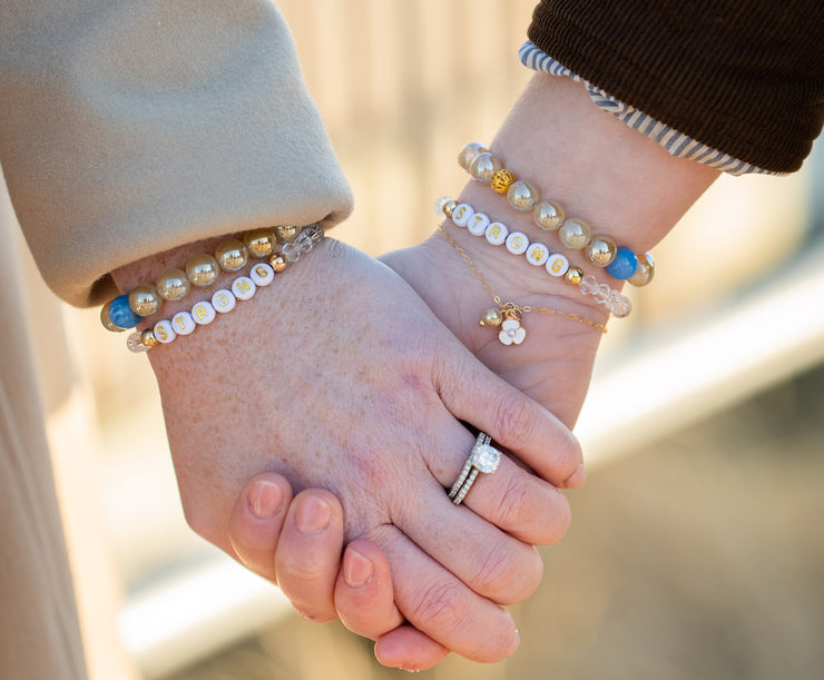 SARA DAINTY FLORAL AND PEARL 14K GOLD FILLED BRACELET