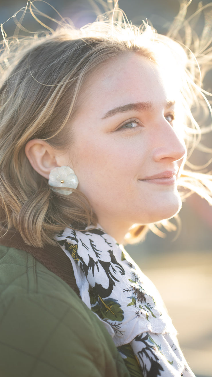 ANGELINA PALE TURQUOISE FLORAL STUDS