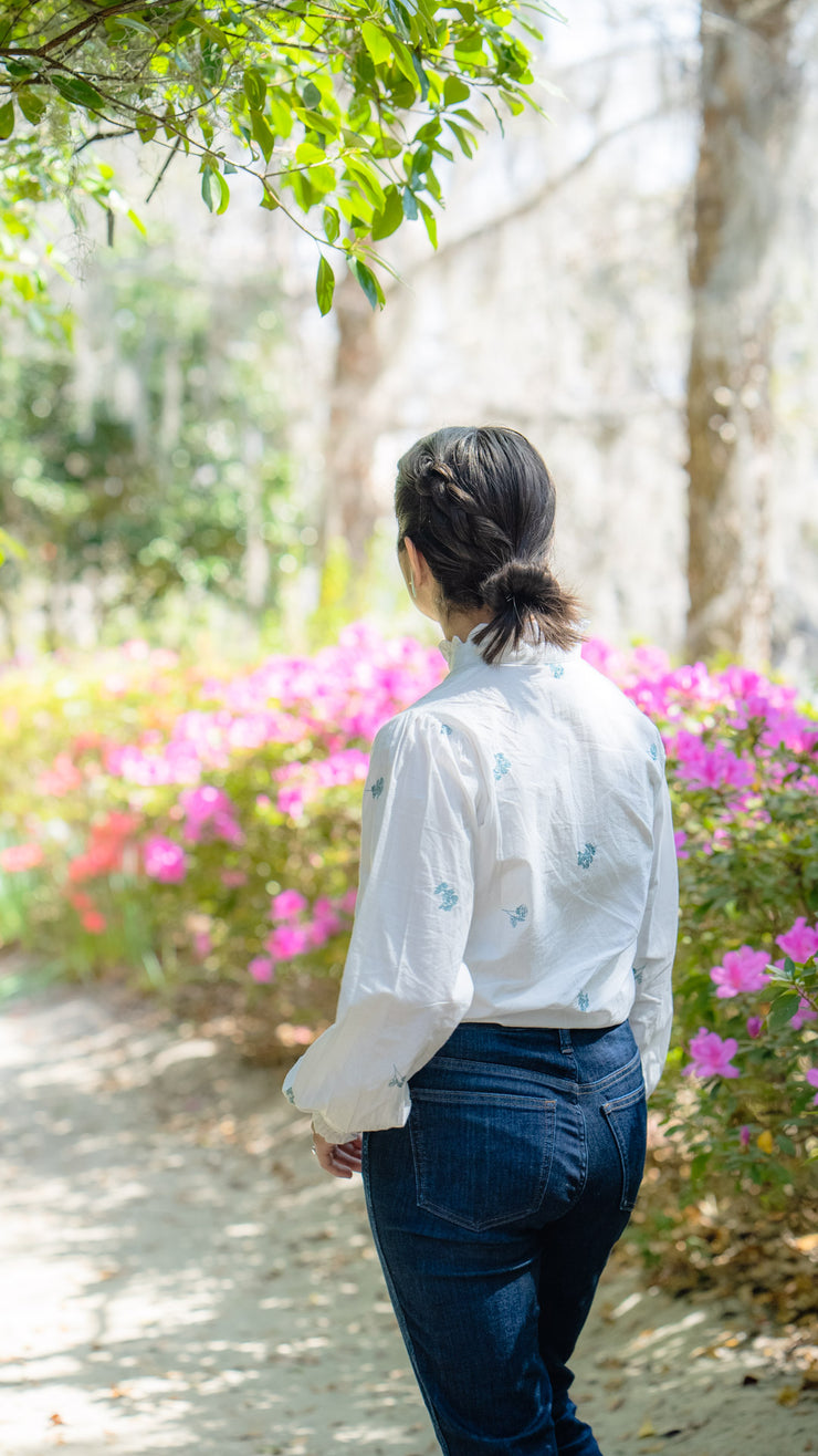 TERESA EMBROIDERED BLOUSE WITH RUFFLES  by All in the Details online fashion boutique