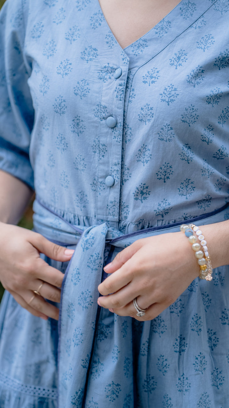 LUISA PEARL AND BLUE BEADED BRACELET