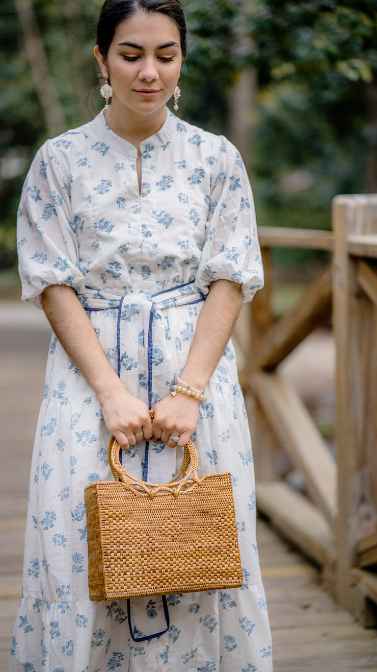 REBECCA DIAMOND RATTAN HANDBAG