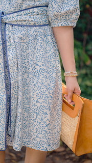 LUDRES RATTAN AND BROWN LEATHER TRIM ENVELOPE HANDBAG