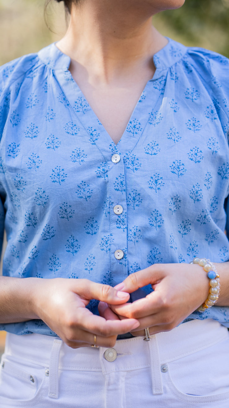 Cecelia V-Neck Blouse With Puff Sleeves by All in the Details online fashion boutique