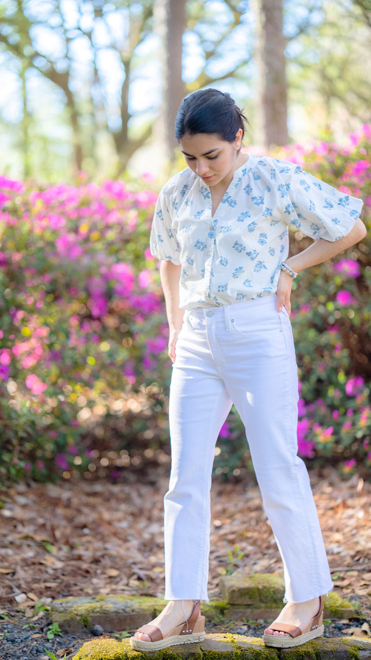 Cecelia V-Neck Blouse With Puff Sleeves by All in the Details online fashion boutique