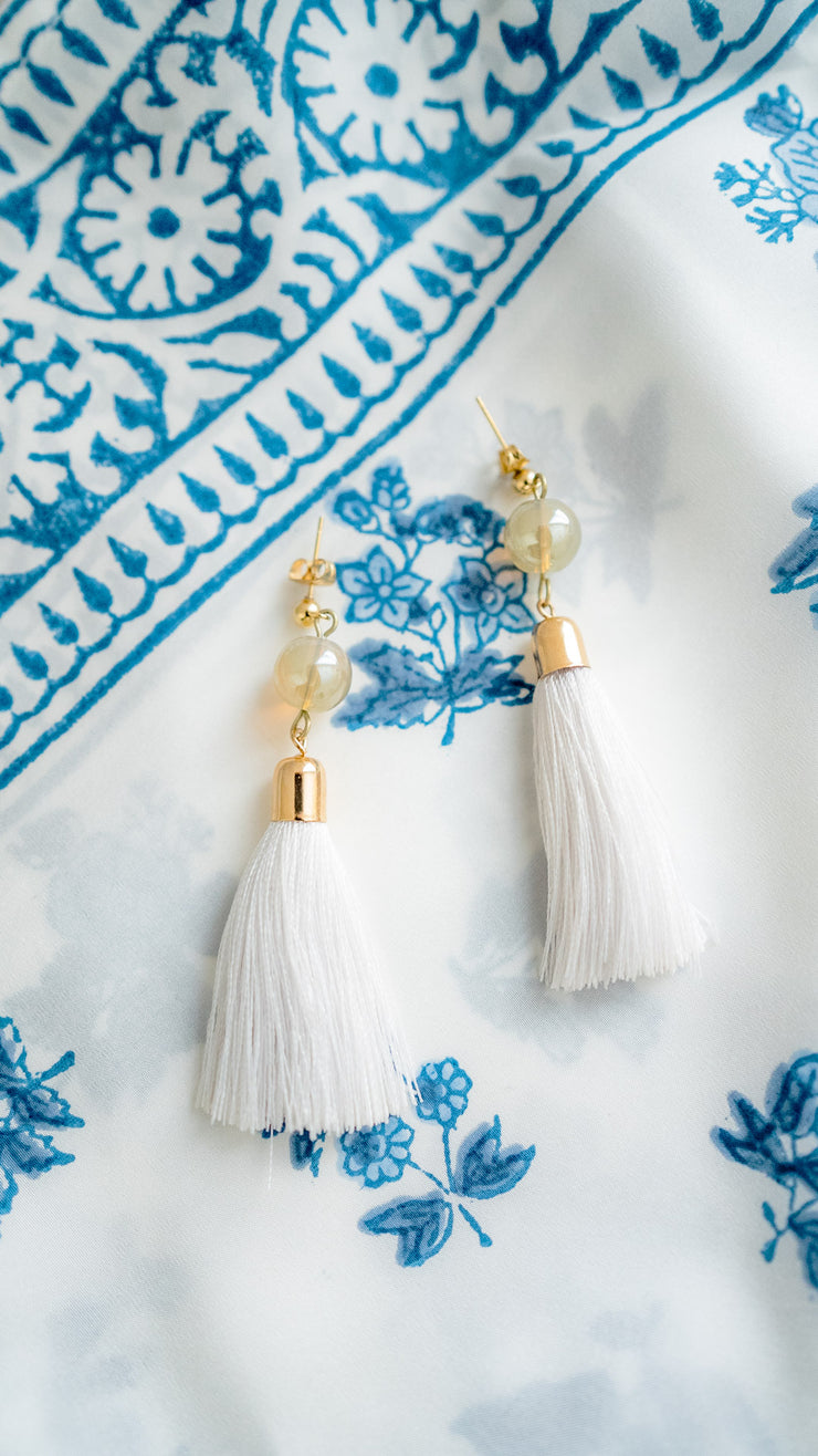 RENATA WHITE TASSEL EARRING