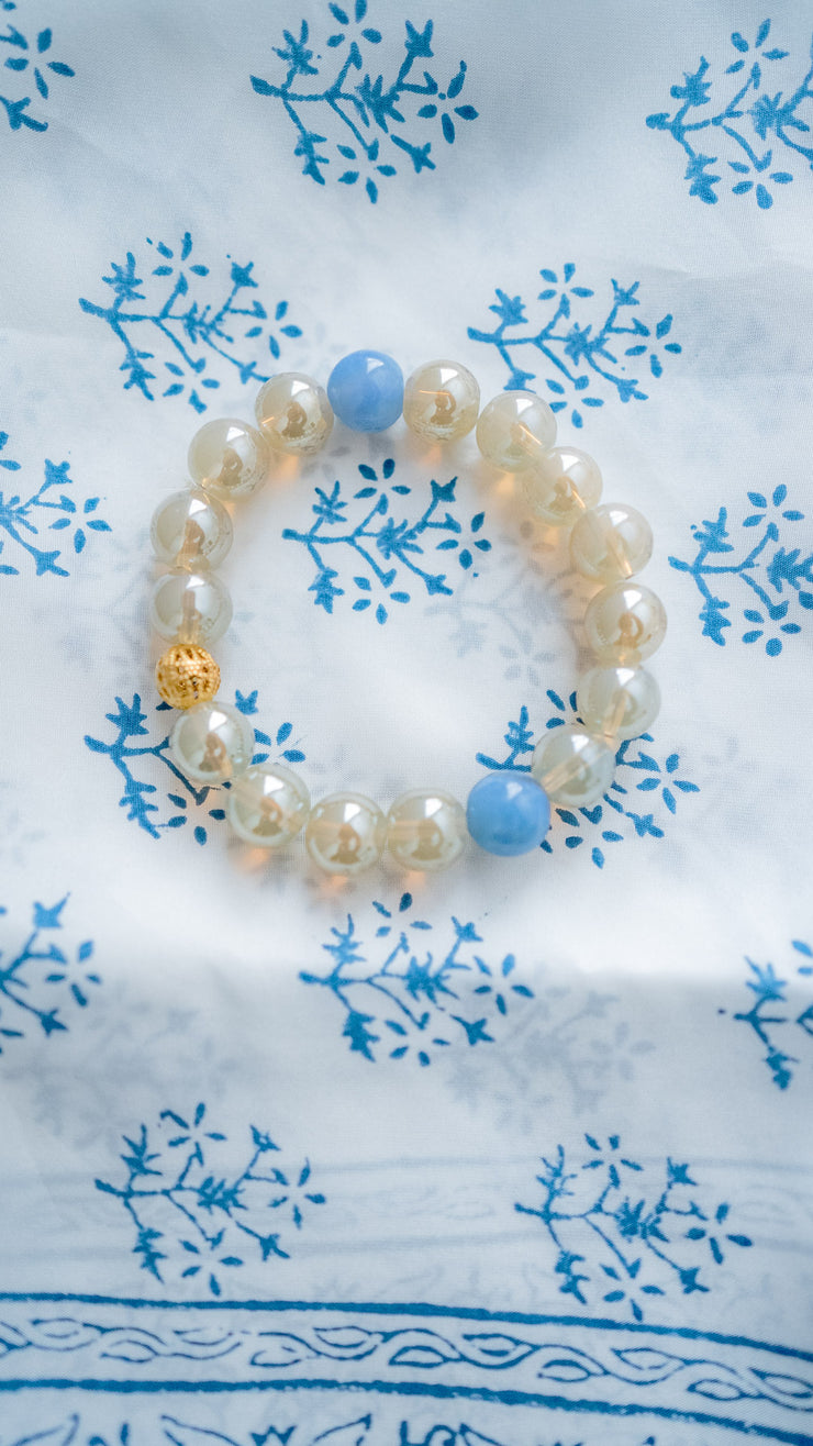 LUISA PEARL AND BLUE BEADED BRACELET