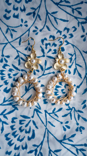 JULIA FLORAL FAUX PEARL STATEMENT EARRINGS