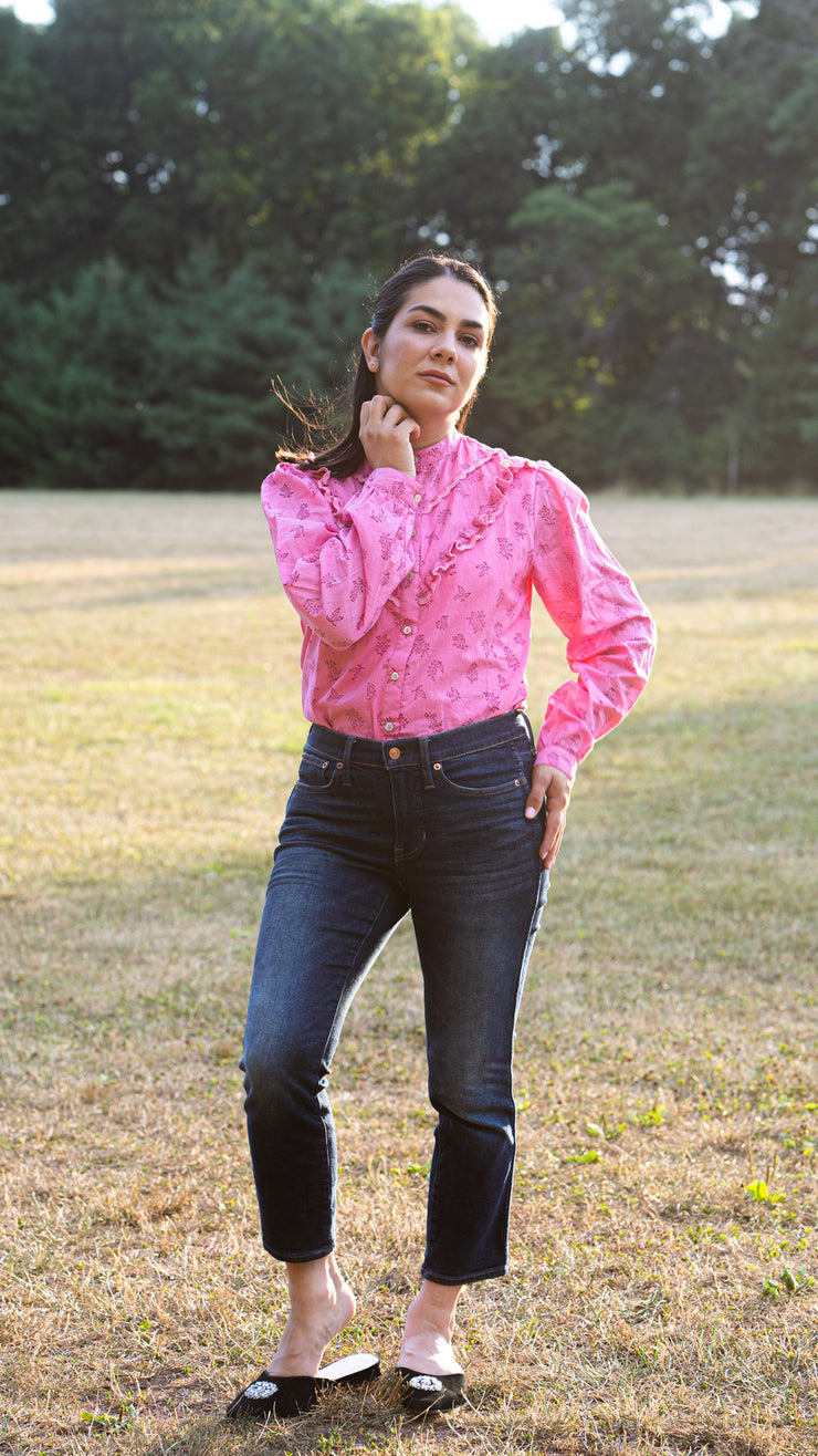 ADRIANA PINK LACE BLOUSE