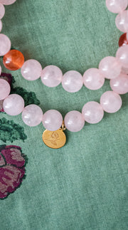 ROSE QUARTZ PRECIOUS STONE BRACELET SET