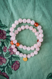 ROSE QUARTZ PRECIOUS STONE BRACELET SET