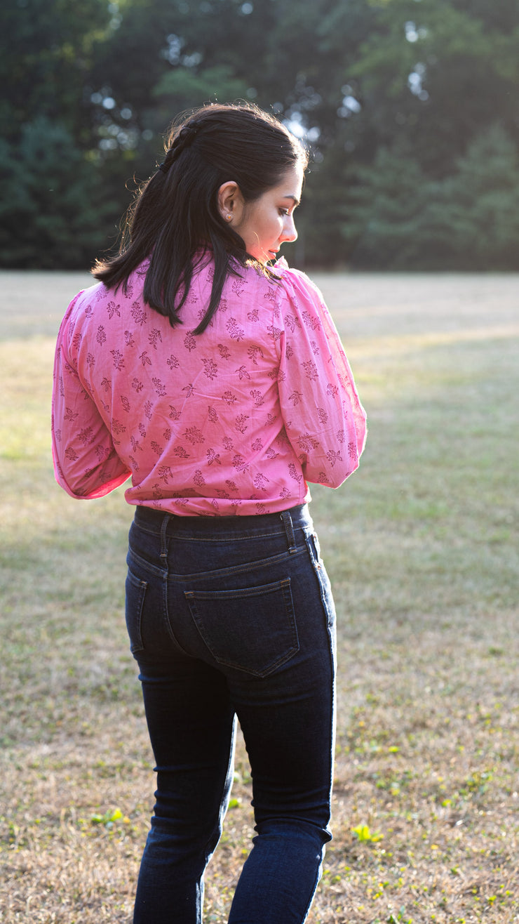 ADRIANA PINK LACE BLOUSE