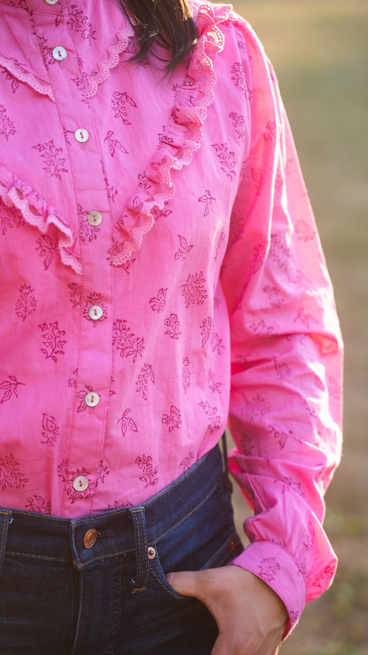 ADRIANA PINK LACE BLOUSE