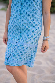 SAMPLE SALE - MARA LINEN KNEE LENGTH DRESS | BLUE TAVIRA