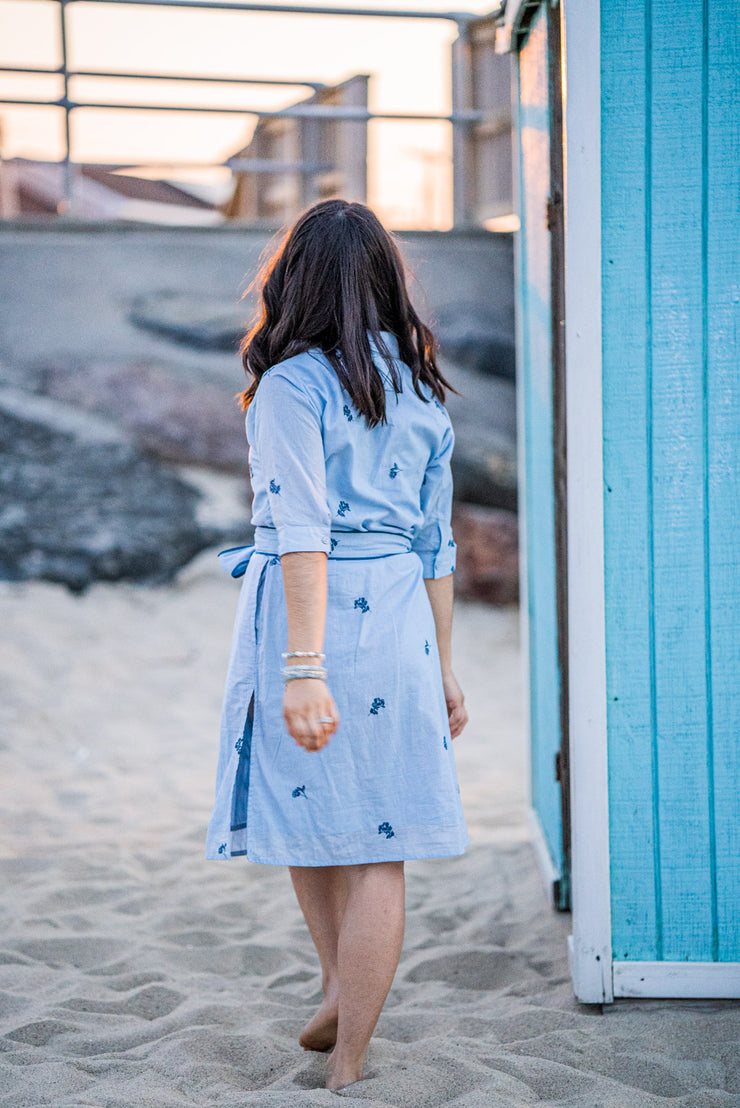 BRIANNA SHIRT DRESS | NAVY POPPY