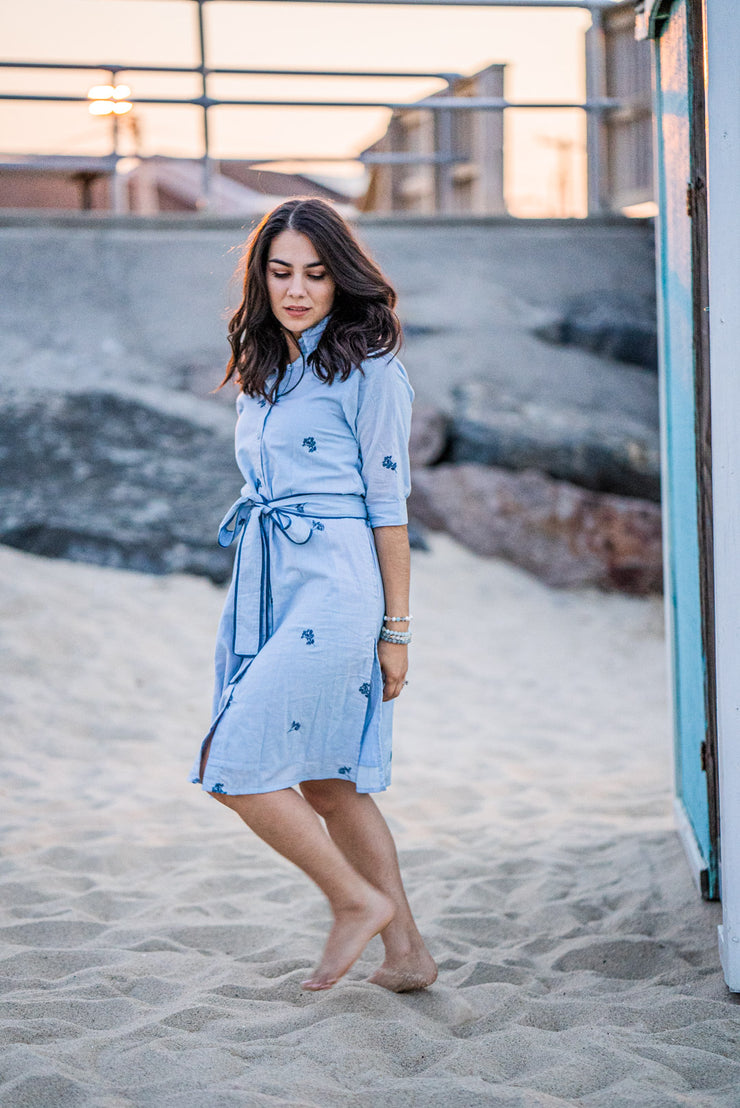 BRIANNA SHIRT DRESS | NAVY POPPY