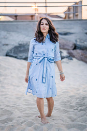 BRIANNA SHIRT DRESS | NAVY POPPY