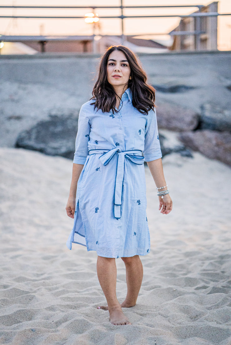 BRIANNA SHIRT DRESS | NAVY POPPY