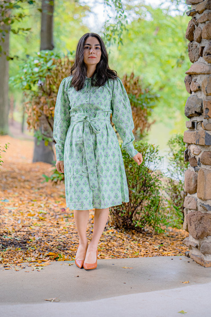 NATALIE KNEE LENGTH SHIRT DRESS | GREEN GRACIOSA