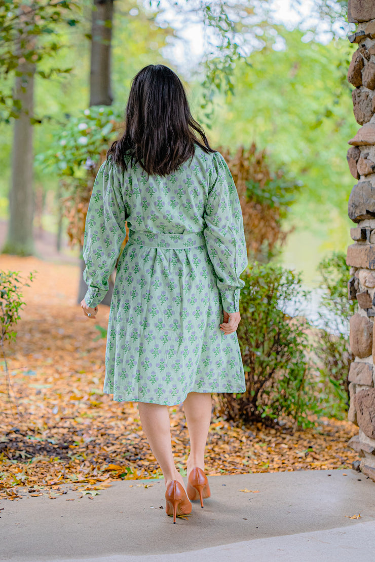 NATALIE KNEE LENGTH SHIRT DRESS | GREEN GRACIOSA