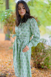 NATALIE KNEE LENGTH SHIRT DRESS | GREEN GRACIOSA