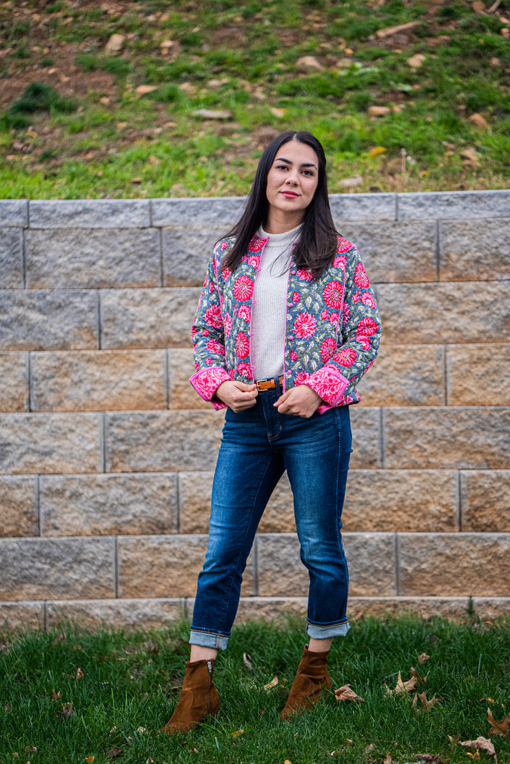 HANNAH REVERSIBLE PINK QUILTED JACKET